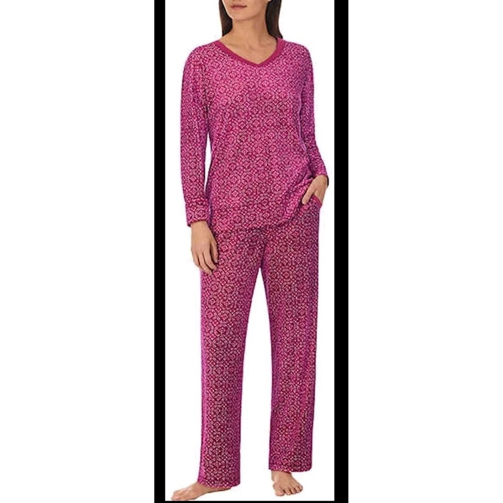 Nautica Women's Size Medium Burgundy Lounge Fleece Pajama Set Sleepwear